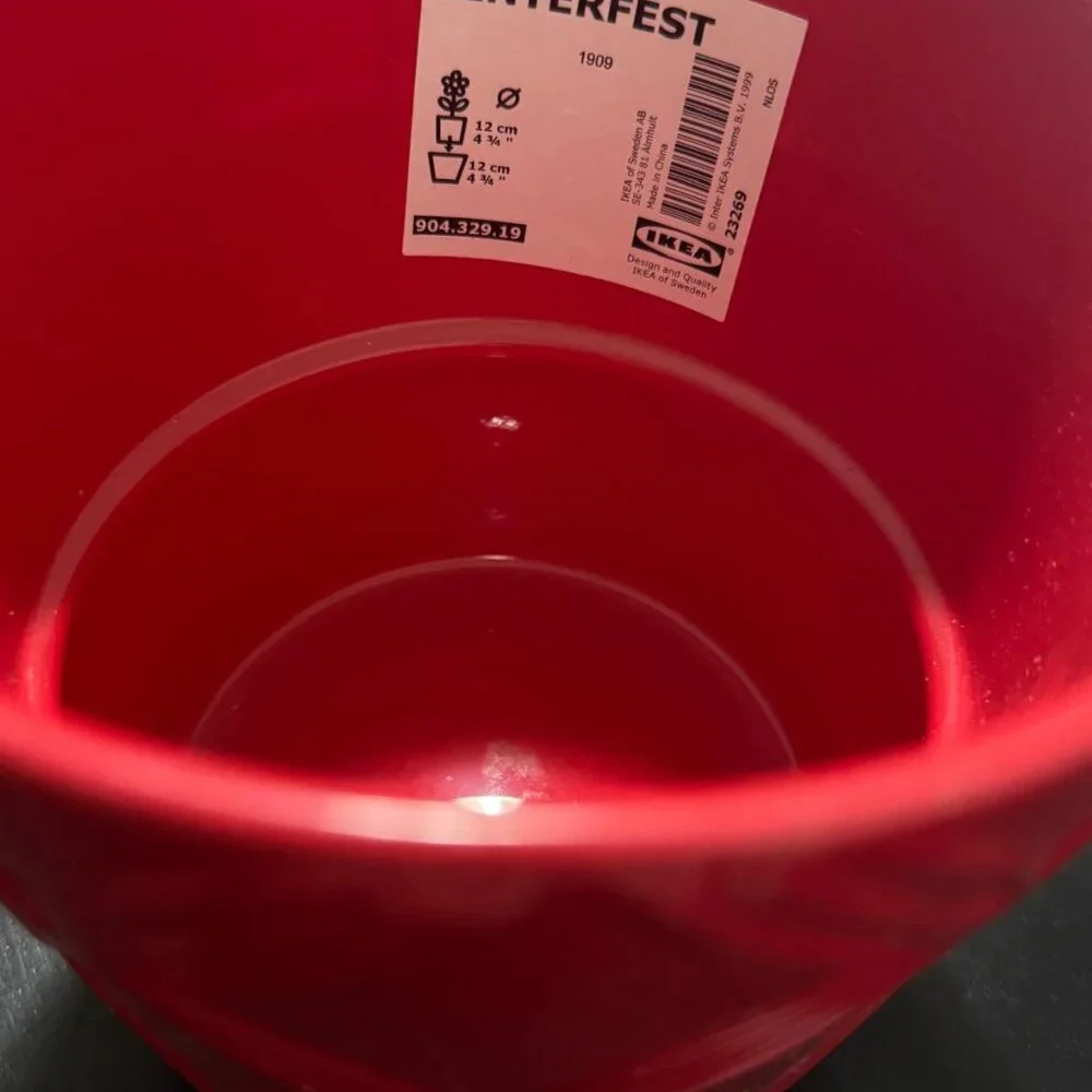 Ikea VTG Ceramic Plants Pot Red